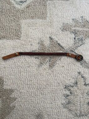 henri bendel Brown Leather Bracelet with Black and Red Gem Center